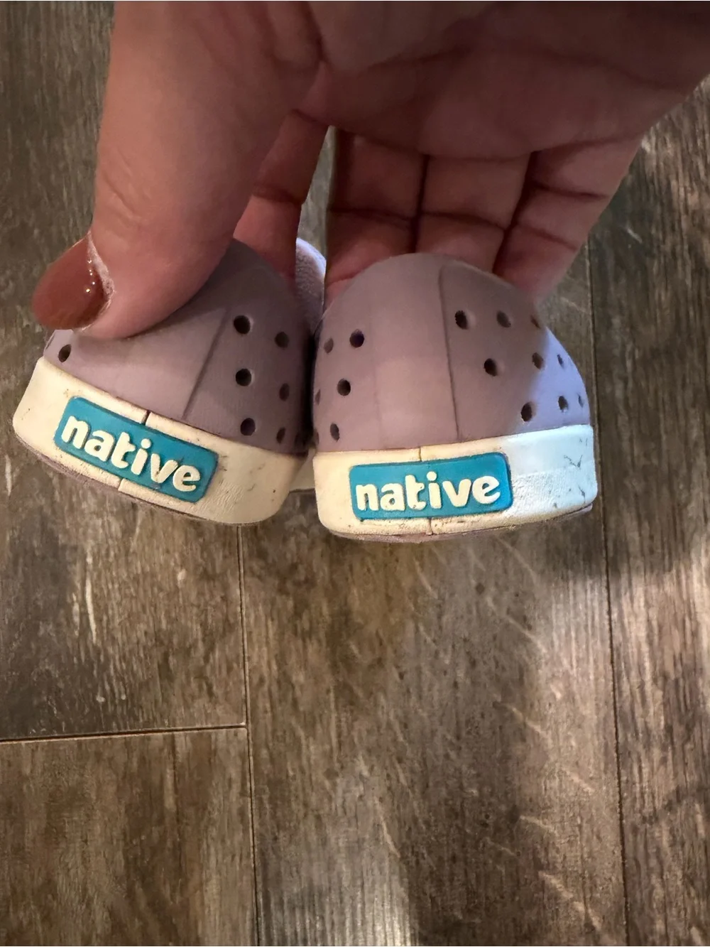 Native Kids Water Shoes in Lavender with White Toe Cap